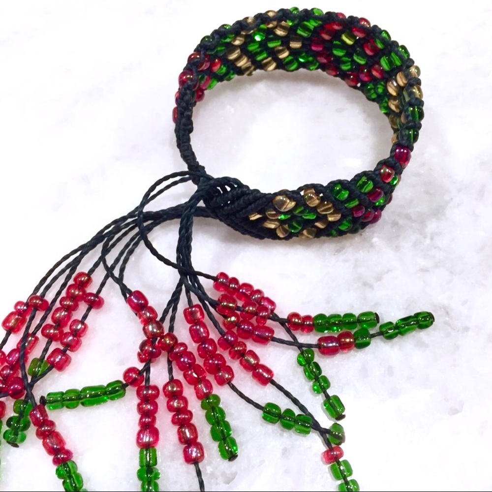 Beautiful beaded bracelet wth beaded tassels